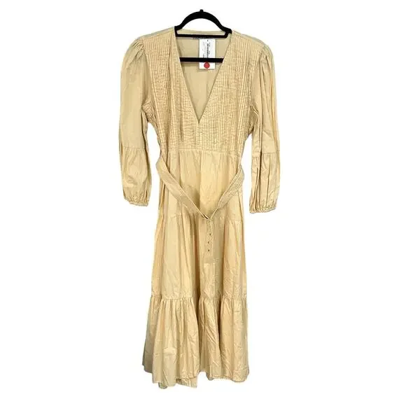 Lusana | Dresses | Nwt Lusana Honeycomb Yellow Flora Pintuck Belted Maxi  Dress Large | Poshmark